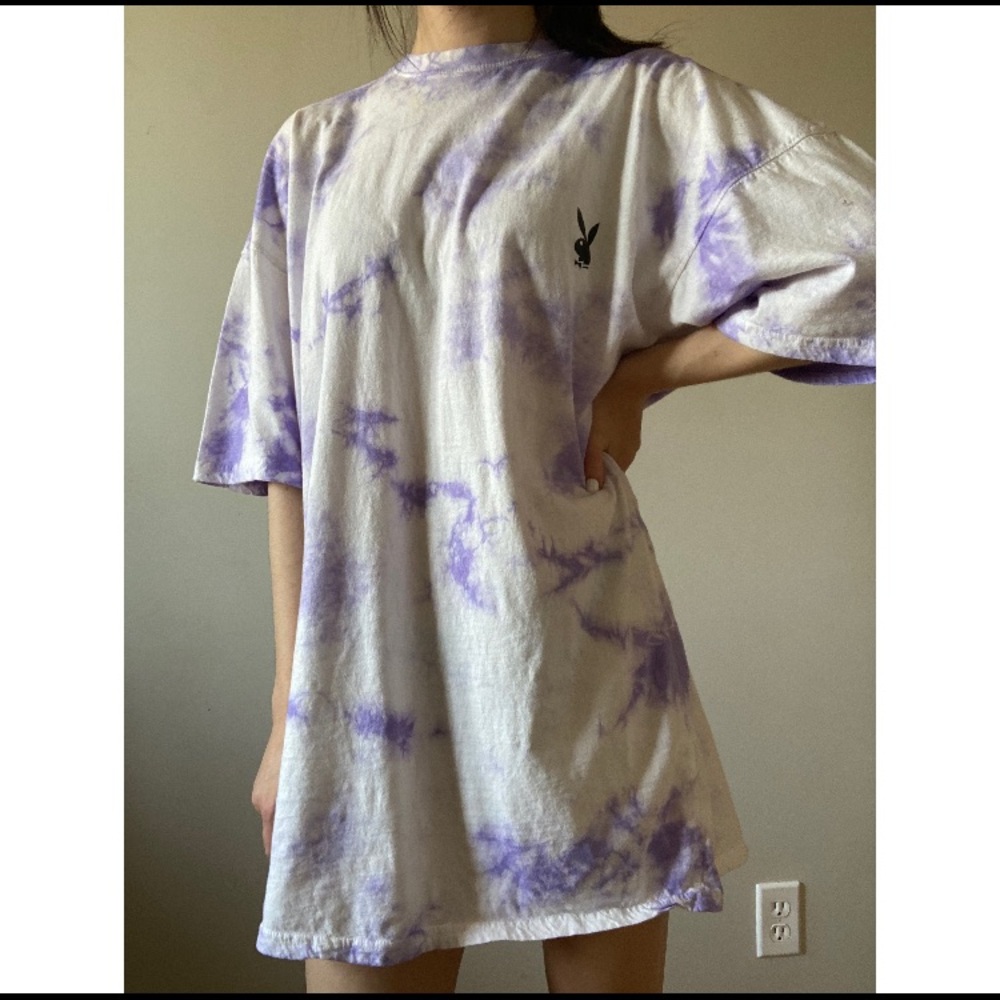 PURPLE TIE DYE PLAYBOY TSHIRT / DRESS